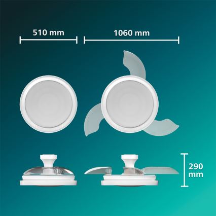 Philips - LED zatemnljivo stropno svetilo z ventilatorjem BLISS LED/35W/230V belo + daljinski upravljalnik