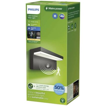Philips - LED Zunanja stenska svetilka s senzorjem BUSTAN LED/3,8W/230V 2700K IP44