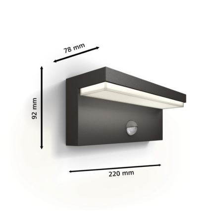 Philips - LED Zunanja stenska svetilka s senzorjem BUSTAN LED/3,8W/230V IP44