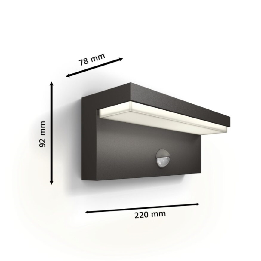 Philips - LED Zunanja stenska svetilka s senzorjem BUSTAN LED/3,8W/230V 2700K IP44