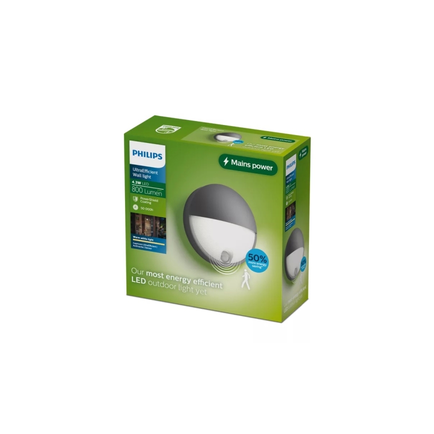 Philips - LED zunanja stenska svetilka s senzorjem CAPRICORN LED/4,3W/230V IP44