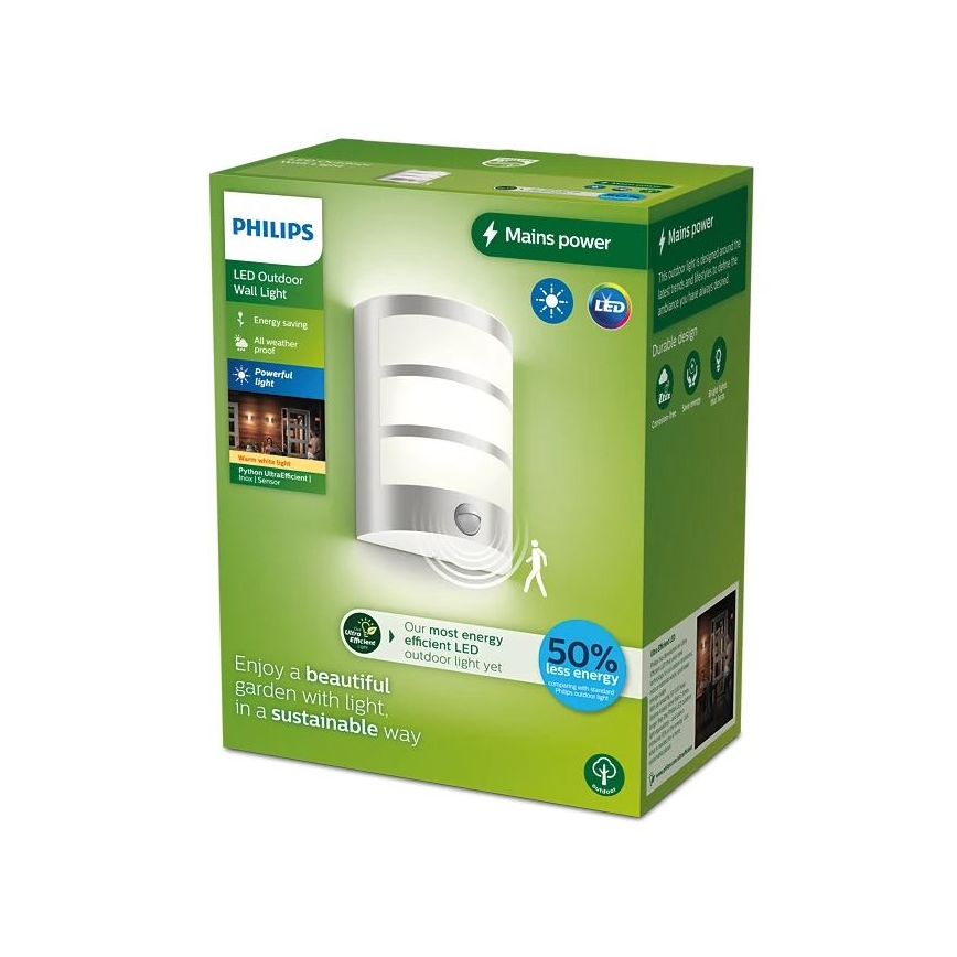 Philips - LED Zunanja stenska svetilka s senzorjem PYTHON LED/3,8W/230V IP44