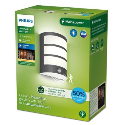 Philips - LED Zunanja stenska svetilka s senzorjem PYTHON LED/3,8W/230V IP44