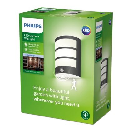 Philips - LED Zunanja stenska svetilka s senzorjem LED/6W/230V 4000K IP44