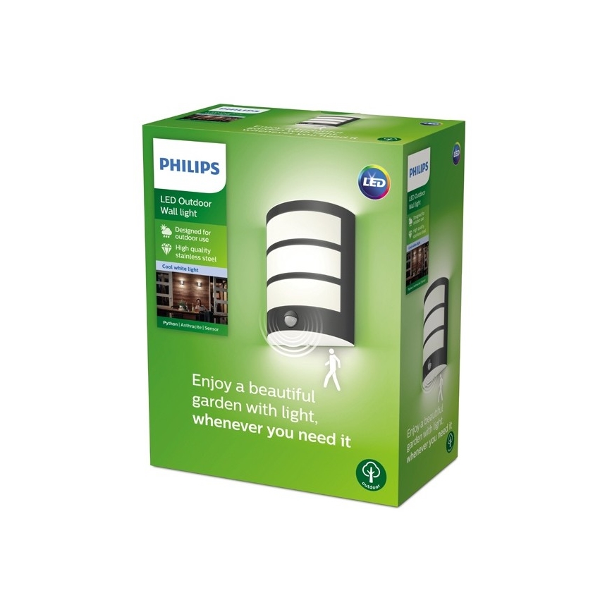 Philips - LED Zunanja stenska svetilka s senzorjem LED/6W/230V 4000K IP44