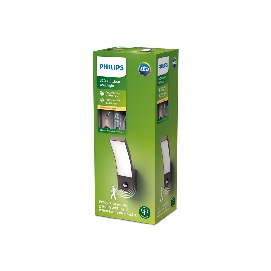 Philips - LED Zunanja stenska svetilka s senzorjem LED/12W/230V 2700K IP44