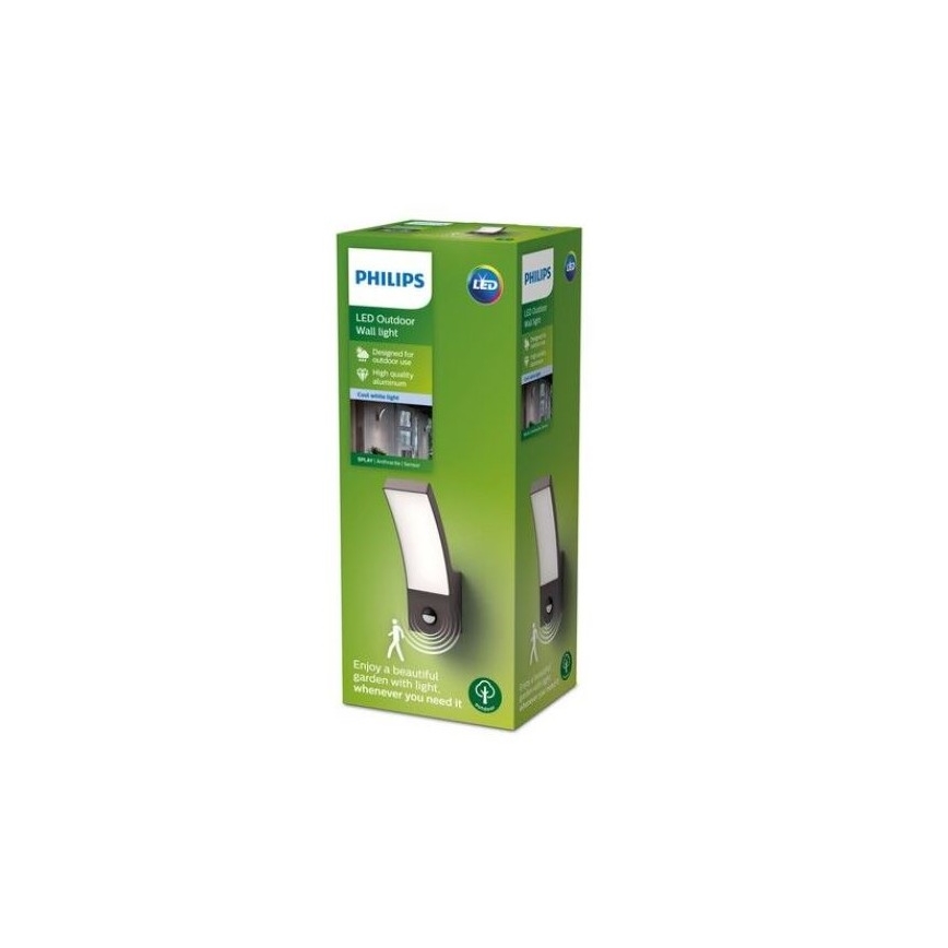 Philips - LED Zunanja stenska svetilka s senzorjem LED/12W/230V 4000K IP44