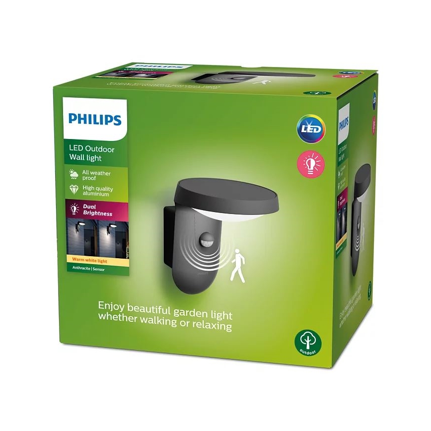 Philips - LED Zunanja stenska svetilka s senzorjem LED/9W/230V 2700K IP44