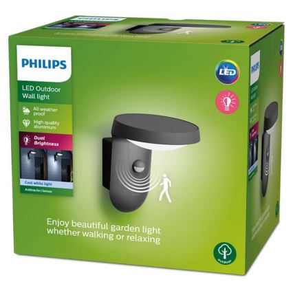 Philips - LED Zunanja stenska svetilka s senzorjem LED/9W/230V 4000K IP44