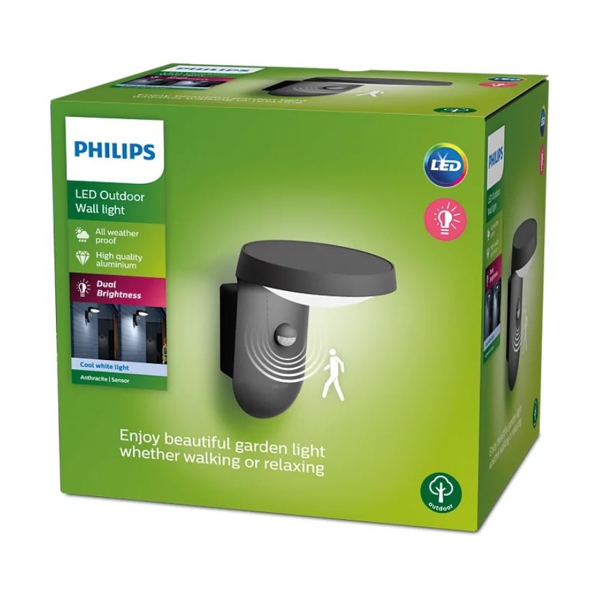 Philips - LED Zunanja stenska svetilka s senzorjem LED/9W/230V 4000K IP44