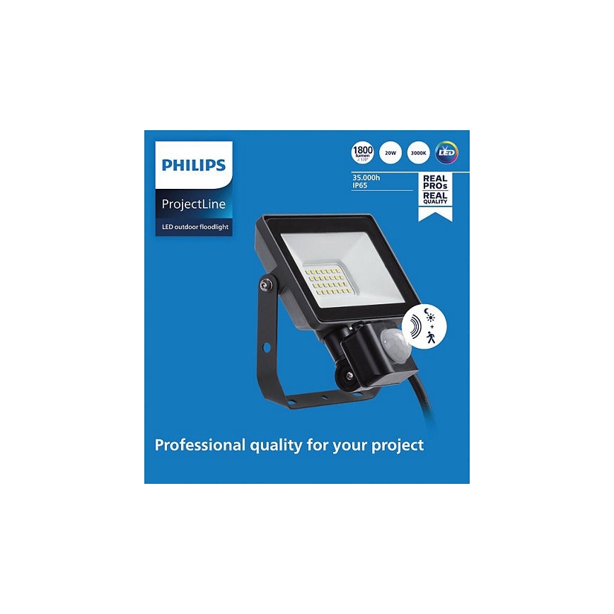 Philips - LED Zunanji reflektor s senzorjem PROJECTLINE LED/20W/230V IP65 3000K