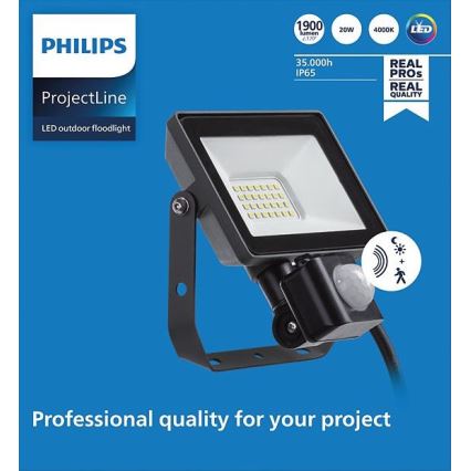 Philips - LED Zunanji reflektor s senzorjem PROJECTLINE LED/20W/230V IP65 4000K