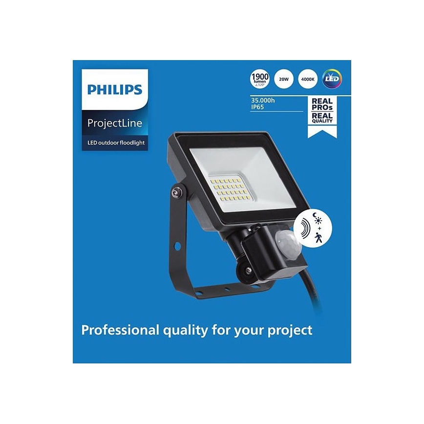 Philips - LED Zunanji reflektor s senzorjem PROJECTLINE LED/20W/230V IP65 4000K
