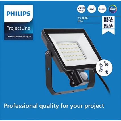 Philips - LED Zunanji reflektor s senzorjem PROJECTLINE LED/30W/230V IP65 3000K