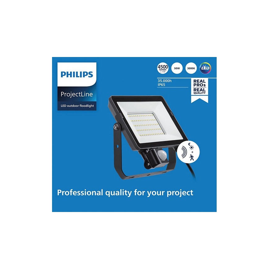 Philips - LED Zunanji reflektor s senzorjem PROJECTLINE LED/50W/230V IP65 3000K