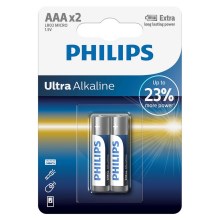 Philips LR03E2B/10 - 2 kom Alkalna baterija AAA ULTRA ALKALINE 1,5V 1250mAh