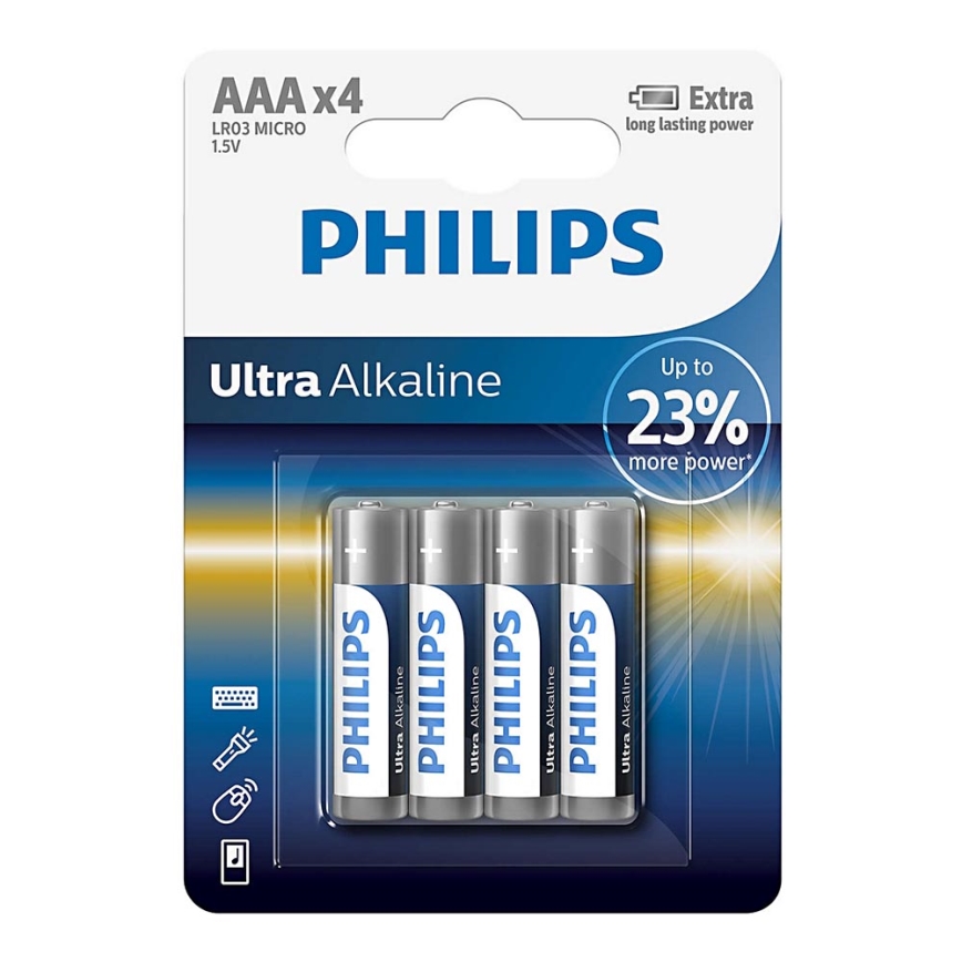 Philips LR03E4B/10 - 4 kom Alkalna baterija AAA ULTRA ALKALINE 1,5V 1250mAh