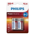 Philips LR03P6BP/10 - 6 kom Alkalna baterija AAA POWER ALKALINE 1,5V 1150mAh