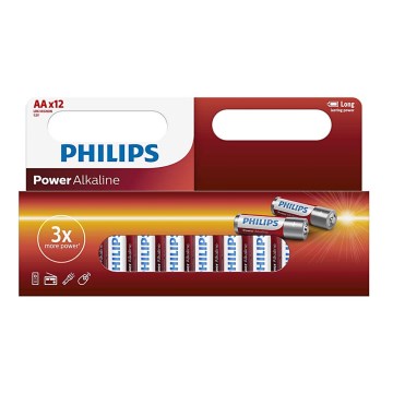 Philips LR6P12W/10 - 12 kom Alkalna baterija AA POWER ALKALINE 1,5V 2600mAh