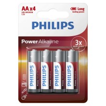 Philips LR6P4B/10 - 4 kom Alkalna baterija AA POWER ALKALINE 1,5V 2600mAh
