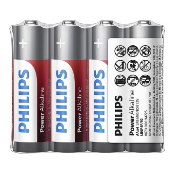 Philips LR6P4F/10 - 4 kom Alkalna baterija AA POWER ALKALINE 1,5V 2600mAh