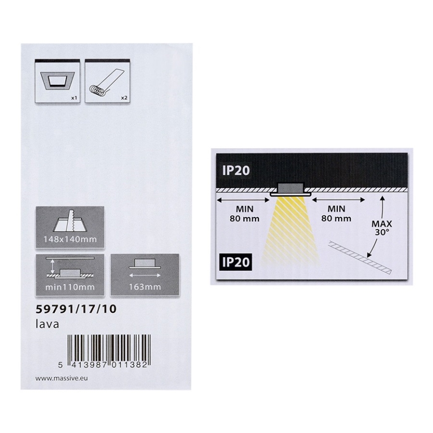 Philips Massive 59791/17/10 - Vgradna svetilka LAVA 2xE27/14W/230V