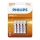 Philips R03L4B/10 - 4 kom Cink-kloridna baterija AAA LONGLIFE 1,5V 450mAh