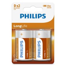 Philips R20L2B/10 - 2 kom Cink-kloridna baterija D LONGLIFE 1,5V 5000mAh