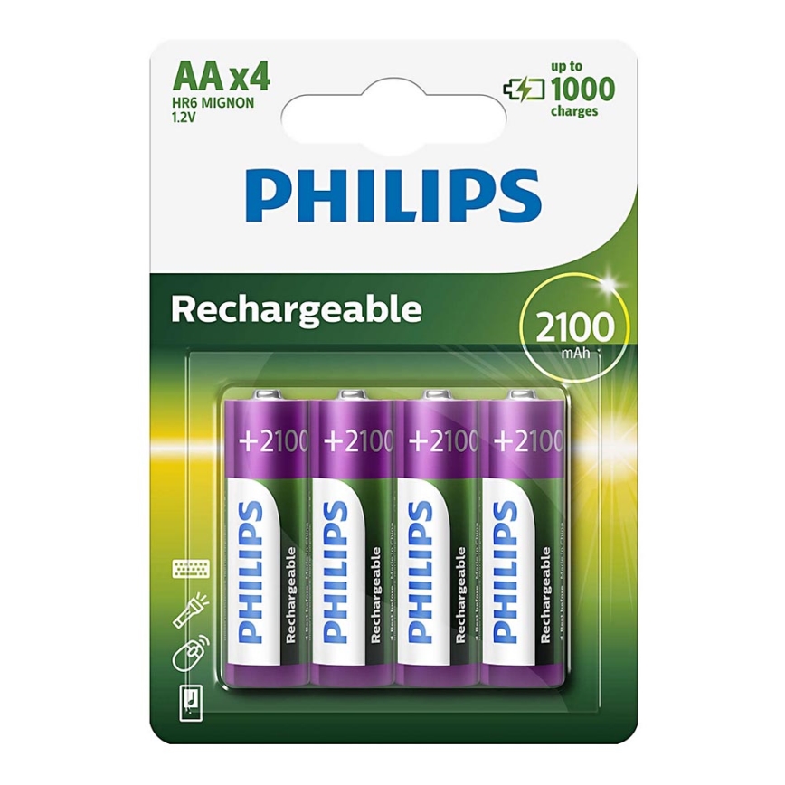 Philips R6B4A210/10 - 4 kom Polnilna baterija AA MULTILIFE NiMH/1,2V/2100 mAh