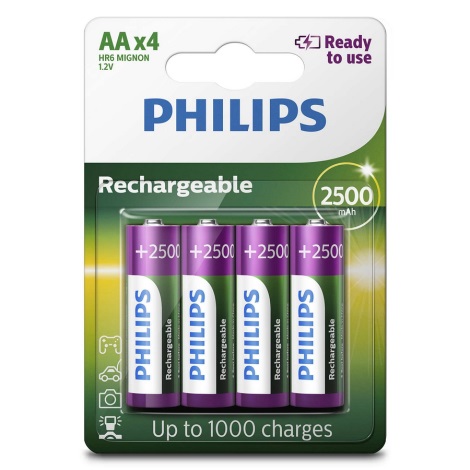 Philips R6B4RTU25/10 - 4 kom Polnilna baterija AA MULTILIFE NiMH/1,2V/2500 mAh