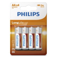 Philips R6L4B/10 - 4 kom Cink-kloridna baterija AA LONGLIFE 1,5V