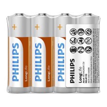 Philips R6L4F/10 - 4 kom Cink-kloridna baterija AA LONGLIFE 1,5V 900mAh