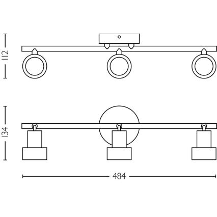 Philips - Reflektor CONDUIT 3xGU10/5W/230V črna/medenina