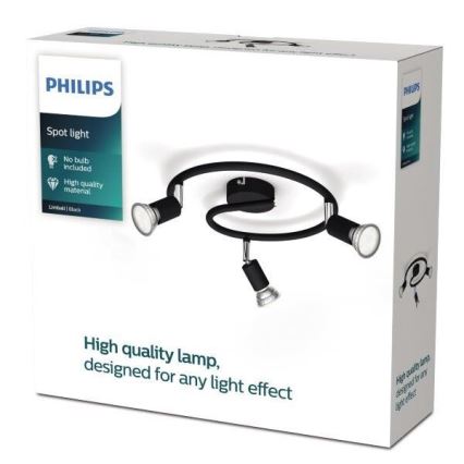 Philips - Reflektor 3xGU10/50W/230V črna