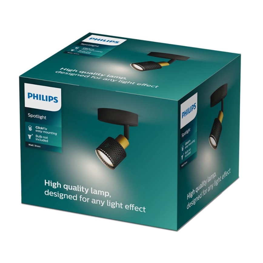 Philips - Reflektor NIALL 1xGU10/5W/230V črna/medenina