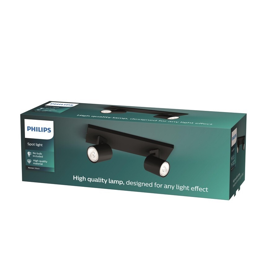 Philips - Reflektor RUNNER 2xGU10/20W/230V črna