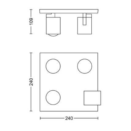 Philips - Reflektor 4xGU10/20W/230V črna