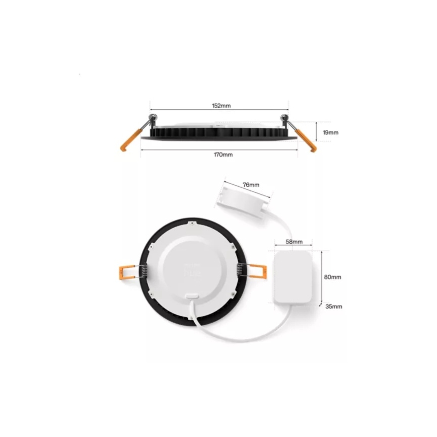 Philips - LED RGBW zatemnljivo vgradno kopalniško stropno svetilo Hue SLIM LED/12W/230V 1000-20000K črna IP44