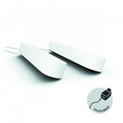 Philips 78202/1E/P7 - KOMPLET 2x LED RGB Zatemnitvena namizna svetilka HUE WHITE AND COLOR AMBIANCE LED/6W/230V bela