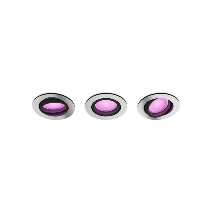 Philips - SET 3x LED RGB Zatemnitvena vgradna svetilka Hue CENTURA 1xGU10/5,7W/230V 2000-6500K