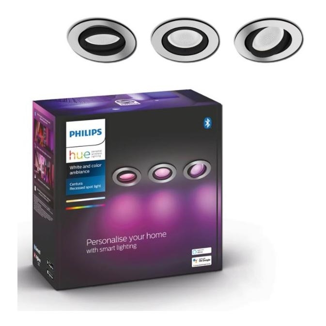 Philips - SET 3x LED RGB Zatemnitvena vgradna svetilka Hue CENTURA 1xGU10/5,7W/230V 2000-6500K