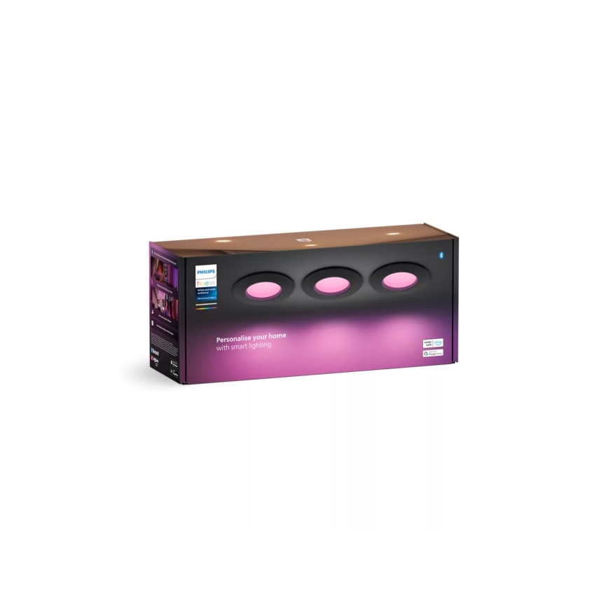 Philips - SET 3x LED RGBW Zatemnitvena kopalniška vgradna svetilka Hue SLIM LED/8,3W/230V IP44 2000-6500K