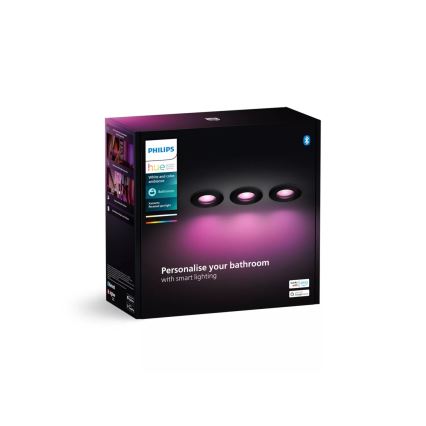 Philips - SET 3x LED RGBW Zatemnitvena kopalniška vgradna svetilka Hue XAMENTO 1xGU10/4,2W/230V 2000-6500K IP44