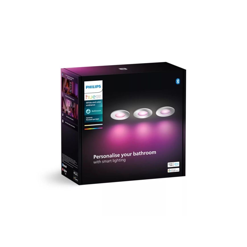 Philips - SET 3x LED RGBW Zatemnitvena kopalniška vgradna svetilka Hue XAMENTO 1xGU10/4,2W/230V IP44 2000-6500K