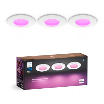 Philips - SET 3x LED RGBW Zatemnitvena kopalniška vgradna svetilka Hue SLIM LED/8,3W/230V IP44 2000-6500K