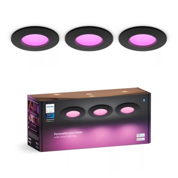 Philips - SET 3x LED RGBW Zatemnitvena kopalniška vgradna svetilka Hue SLIM LED/8,3W/230V IP44 2000-6500K