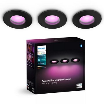 Philips - SET 3x LED RGBW Zatemnitvena kopalniška vgradna svetilka Hue XAMENTO 1xGU10/4,2W/230V 2000-6500K IP44