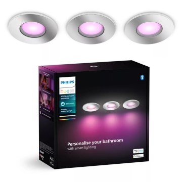 Philips - SET 3x LED RGBW Zatemnitvena kopalniška vgradna svetilka Hue XAMENTO 1xGU10/4,2W/230V IP44 2000-6500K