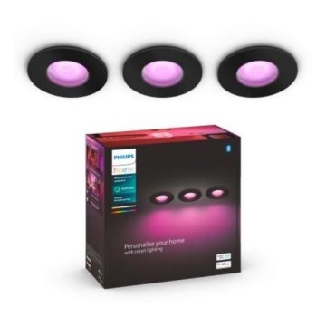 Philips -SET 3x LED RGBW Zatemnitvena kopalniška vgradna svetilka Hue XAMENTO 1xGU10/5,7W/230V 2200-6500K IP44