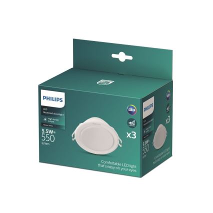 Philips - SET 3x LED Vgradna svetilka MESON LED/5,5W/230V 4000K